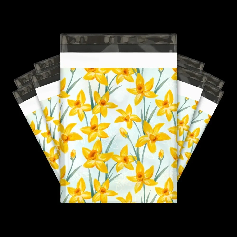 ((( Last 1 ))). 25 10X13 Yellow Daffodils Poly Mailers Shipping CLEARANCE - Picture 6 of 6